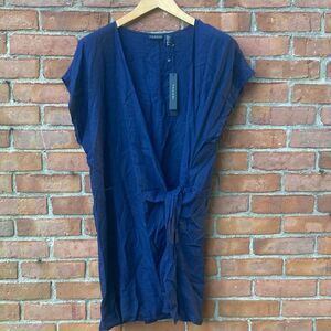 Tahari Beachwear Linen Wrap Dress/ Topper